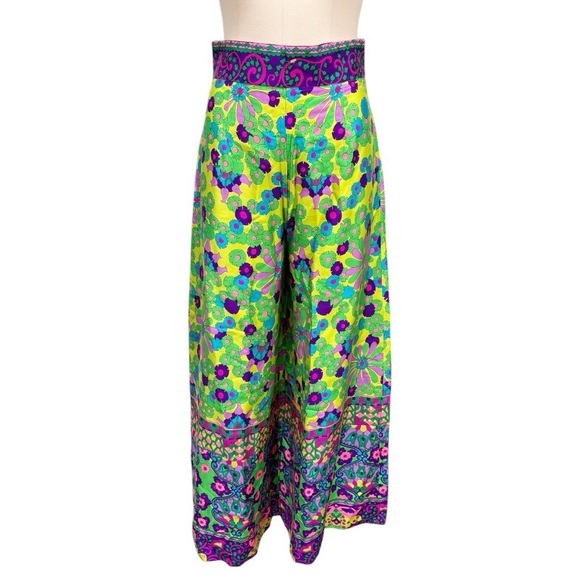 Vintage Alex Coleman 70s Floral Wide Leg High Waist Pants Size 6